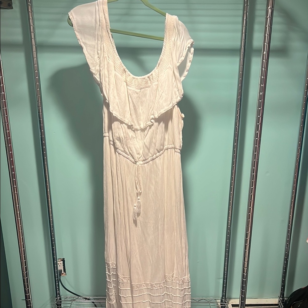 White Ruffled Maxi Dress